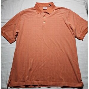 Munsingwear Shirt Men Large Orange Collared Short Sleeve Quarter Buttons